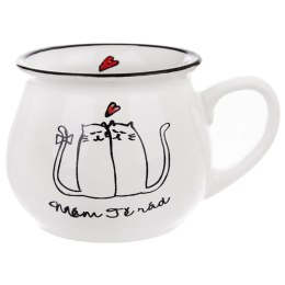 Kubek ceramiczny z uchem koty kotki do picia kawy herbaty 300 ml
