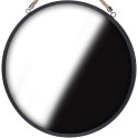 Lustro okrągłe na sznurku pasku czarne loft 41 cm Lustro okrągłe na sznurku pasku czarne loft 41 cm
