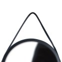 Lustro ścienne okrągłe na pasku do zawieszenia w czarnej ramie czarne 52 cm Lustro ścienne okrągłe na pasku do zawieszenia w czarnej ramie czarne 52 cm
