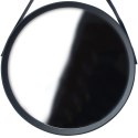Lustro ścienne okrągłe na pasku do zawieszenia w czarnej ramie czarne 52 cm Lustro ścienne okrągłe na pasku do zawieszenia w czarnej ramie czarne 52 cm