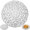 Podkładka pod talerz sztućce okrągła / mata kuchenna papierowa szara 35 cm