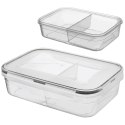 Pojemnik na żywność dzielony z uszczelką szczelny z przegródkami 2 wkłady lunchbox 1 l Pojemnik na żywność dzielony z uszczelką szczelny z przegródkami 2 wkłady lunchbox 1 l
