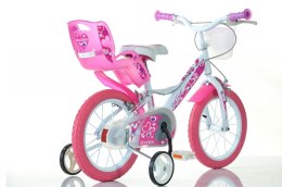Rowerek Rower Dziecięcy dla Dzieci Dziewczynki z Bocznymi Kółkami DINO 16