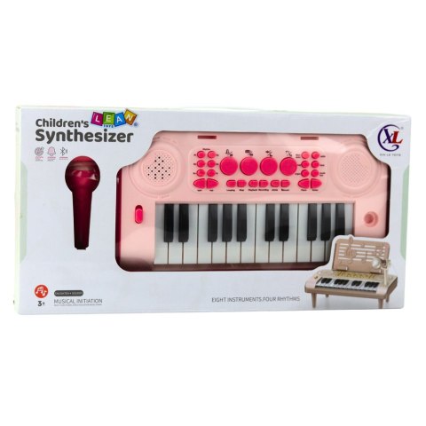 Elektroniczne Pianinko Edukacyjne Z Podstawką Na Nuty Mikrofon 24K Różowe Elektroniczne Pianinko Edukacyjne Z Podstawką Na Nuty Mikrofon 24K Różowe
