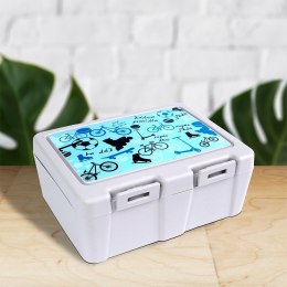 Pojemnik śniadaniowy z przegrodą i sztućcami / lunchbox śniadaniówka sport 1 l