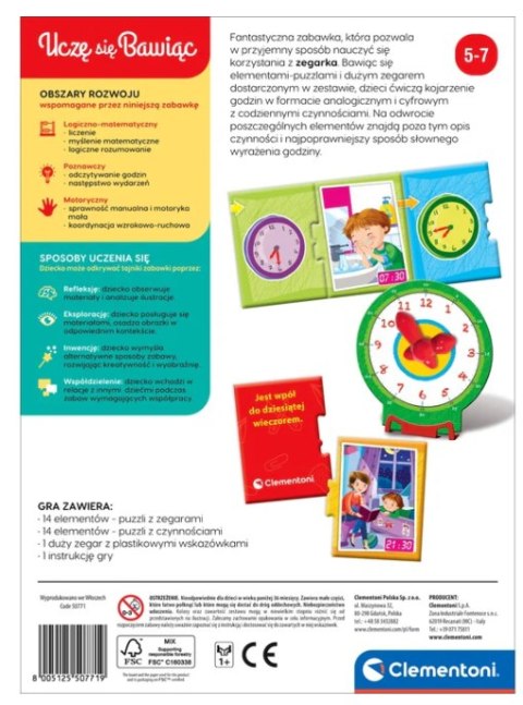 Gra edukacyjna Puzzle Która Jest Godzina? Zegarek Uczę się Bawiąc Język Polski Clementoni 50771 Gra edukacyjna Puzzle Która Jest Godzina? Zegarek Uczę się Bawiąc Język Polski Clementoni 50771