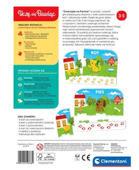 Gra edukacyjna Zwierzęta Na Farmie Uczę się Bawiąc Język Polski Clementoni 50768 Gra edukacyjna Zwierzęta Na Farmie Uczę się Bawiąc Język Polski Clementoni 50768