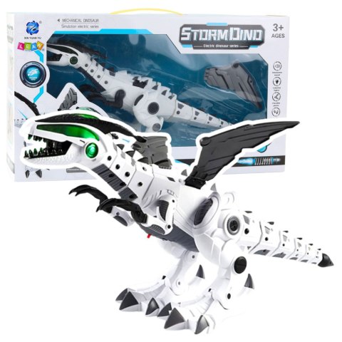 Robot Dinozaur Na Baterie Ruchome Skrzydła Światła Dźwięk Biały Robot Dinozaur Na Baterie Ruchome Skrzydła Światła Dźwięk Biały