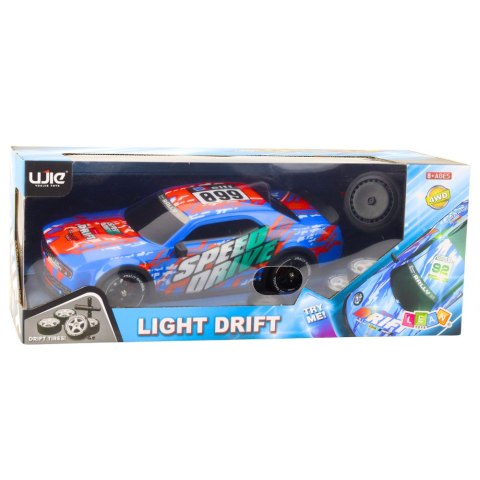 Auto Sportowe Zdalnie Sterowane RC Podświetlana Karoseria Drift Niebieskie Auto Sportowe Zdalnie Sterowane RC Podświetlana Karoseria Drift Niebieskie