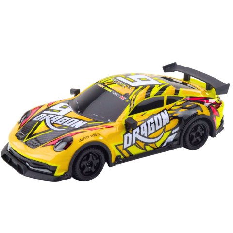 Auto Sportowe Zdalnie Sterowane RC Podświetlana Karoseria Drift Żółty Auto Sportowe Zdalnie Sterowane RC Podświetlana Karoseria Drift Żółty