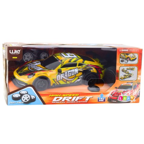 Auto Sportowe Zdalnie Sterowane RC Podświetlana Karoseria Drift Żółty Auto Sportowe Zdalnie Sterowane RC Podświetlana Karoseria Drift Żółty