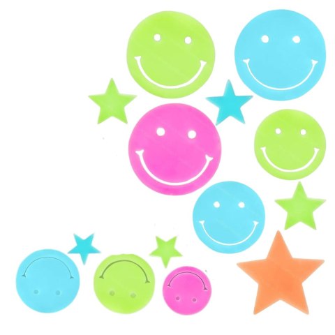 Naklejki Fluorescencyjne Świecące Na Ścianę Buźki Gwiazdki Kolorowe 10 el.