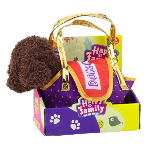 Piesek Pudel W Torbie Na Rzep Maskotka Przytulanka Ciemnobrązowy