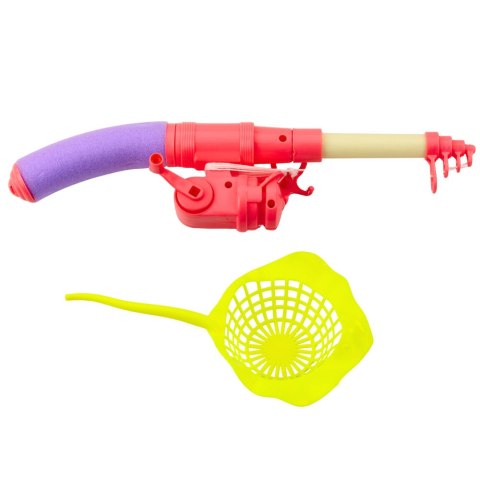 Zestaw Do Łowienia Rybek Stolik Krab 10 Rybek Wędka Sitko Różowy