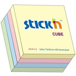 KARTECZKI STICK'N 76*76mm 4 KOLORY PASTEL (400)