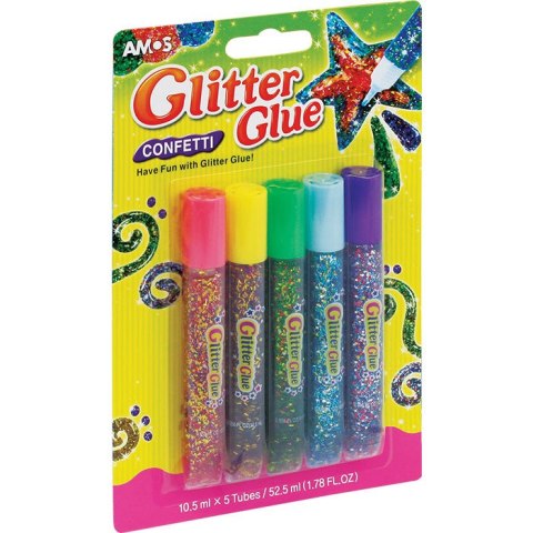 KLEJ Z BROKATEM AMOS 10,5ml*5 KOLORÓW KLEJ Z BROKATEM AMOS 10,5ml*5 KOLORÓW