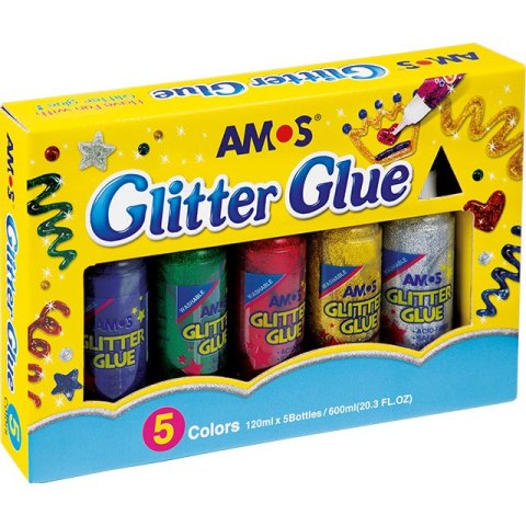 KLEJ Z BROKATEM AMOS 120ml*5 KOLORÓW KLEJ Z BROKATEM AMOS 120ml*5 KOLORÓW