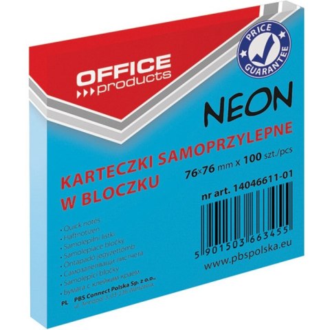 Karteczki Office Products 76x76mm niebieskie (100) Karteczki Office Products 76x76mm niebieskie (100)