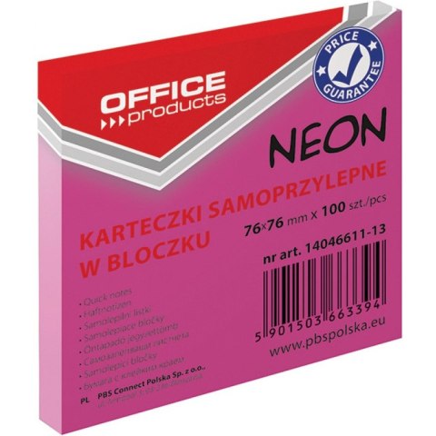 Karteczki Office Products 76x76mm różowe (100) Karteczki Office Products 76x76mm różowe (100)