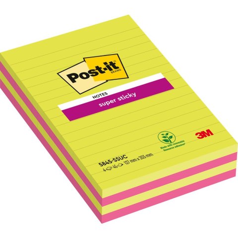 Karteczki Post-it Super Sticky 127x203mm (5845-SSUC) linie neon (4x45) Karteczki Post-it Super Sticky 127x203mm (5845-SSUC) linie neon (4x45)