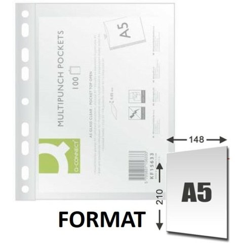 Koszulki Q-Connect A5/50µm krystaliczne (100)