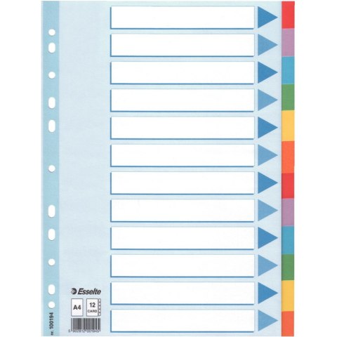 PRZEKŁADKI KARTONOWE ESSELTE A4 INDEX 12 KOLORÓW PRZEKŁADKI KARTONOWE ESSELTE A4 INDEX 12 KOLORÓW