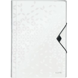 Teczka PP z gumką Leitz Wow A4 6 przegródek biała