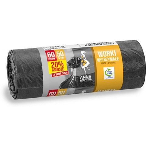 WORKI NA ŚMIECI 60L HDPE CZARNE (50) WORKI NA ŚMIECI 60L HDPE CZARNE (50)
