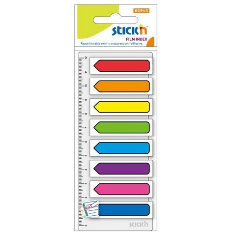 ZAKŁADKI STICK'N 12*45mm 8 KOLORÓW + LINIJKA (8*15)