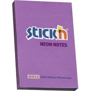 KARTECZKI STICK'N 51*76mm FIOLETOWE NEON (100) KARTECZKI STICK'N 51*76mm FIOLETOWE NEON (100)