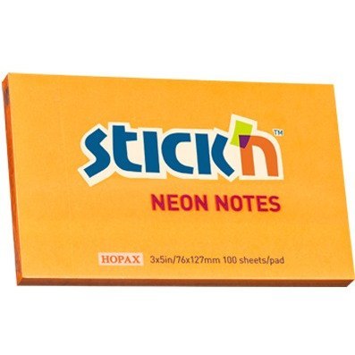 KARTECZKI STICK'N 76*127mm POMARAŃCZOWE NEON (100)