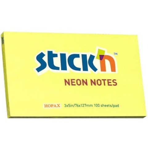 KARTECZKI STICK'N 76*127mm ŻÓŁTE NEON (100)