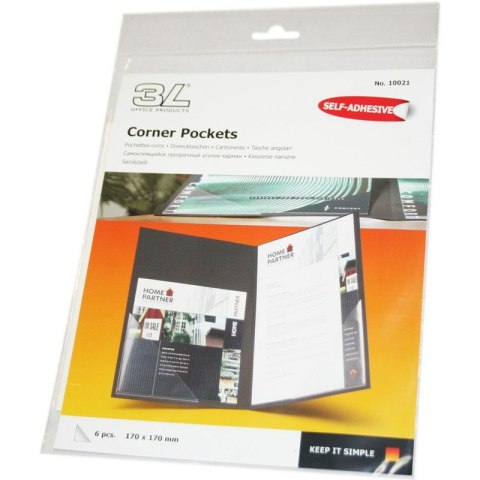 KIESZENIE SAMOPRZYLEPNE 3L NAROŻNE 170x170mm (6) KIESZENIE SAMOPRZYLEPNE 3L NAROŻNE 170x170mm (6)