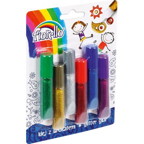 KLEJ Z BROKATEM FIORELLO 6ml*6 KOLORÓW KLEJ Z BROKATEM FIORELLO 6ml*6 KOLORÓW
