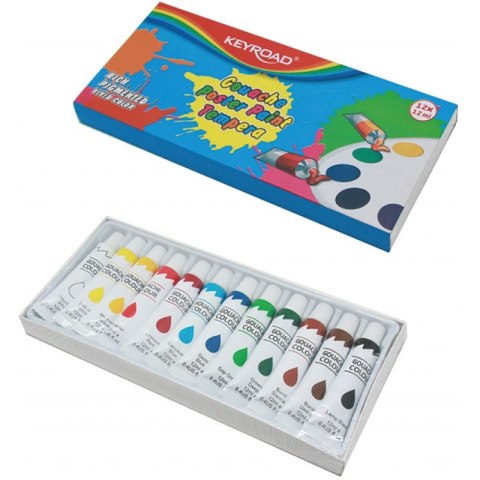 Farby tempera Keyroad 12ml x12 kolorów Farby tempera Keyroad 12ml x12 kolorów
