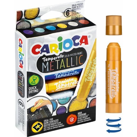 Farby w sztyfcie Carioca Tamparello Metallic 6 kol Farby w sztyfcie Carioca Tamparello Metallic 6 kol