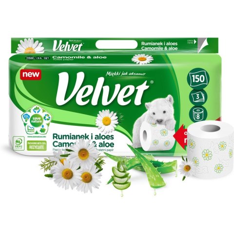 Papier toaletowy Velvet Rumianek i aloes 8 rolek Papier toaletowy Velvet Rumianek i aloes 8 rolek