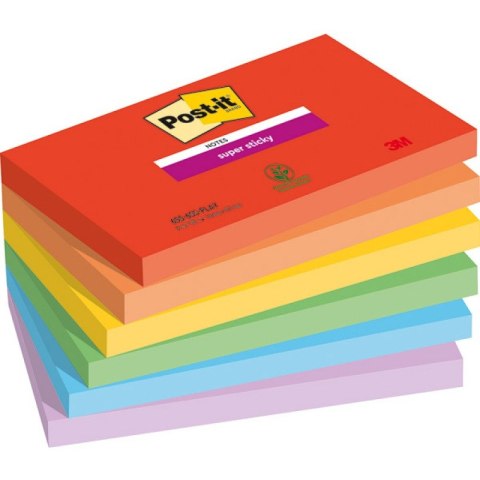Karteczki Post-it Super Sticky 76x127mm (655-6SS-PLAY) mix kolorów (6x90) Karteczki Post-it Super Sticky 76x127mm (655-6SS-PLAY) mix kolorów (6x90)