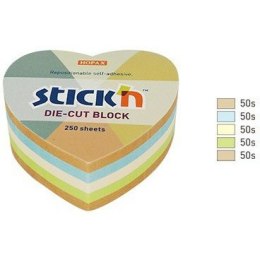 Karteczki Stick'n 64x67mm serce 4 kolory (250)