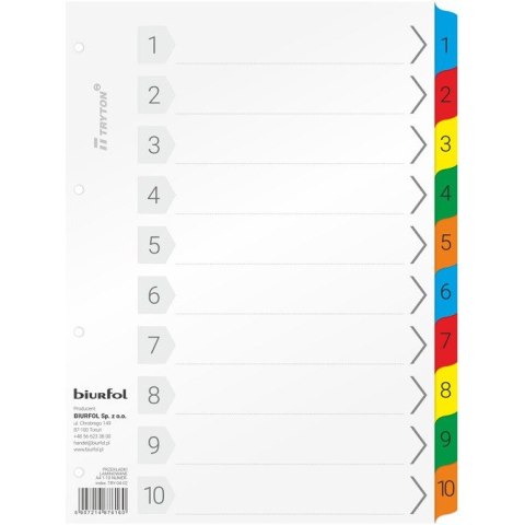 Przekładki kartonowe Biurfol A4 1-10 numeryczne Przekładki kartonowe Biurfol A4 1-10 numeryczne
