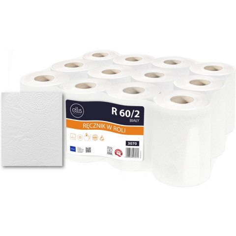 Ręcznik w rolce Ellis 60m 2w celuloza białe (12) Ręcznik w rolce Ellis 60m 2w celuloza białe (12)