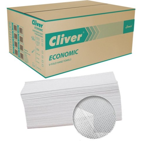 Ręczniki składane Cliver Economic V-Fold 1w makulatura białe (20x200) Ręczniki składane Cliver Economic V-Fold 1w makulatura białe (20x200)