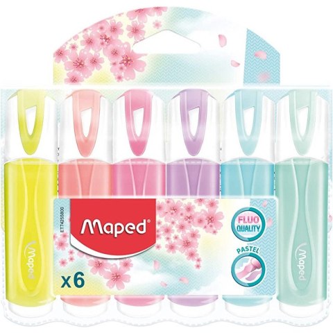 Zakreslacze Maped Fluo'Peps Pastel 6 kolorów Zakreslacze Maped Fluo'Peps Pastel 6 kolorów