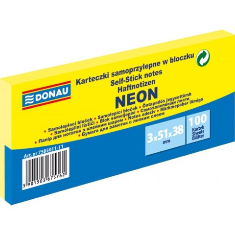 Karteczki Donau 38x51mm neon żółte (3x100) Karteczki Donau 38x51mm neon żółte (3x100)