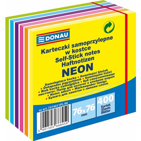 Karteczki Donau 76x76mm neon mix kolorów (400) Karteczki Donau 76x76mm neon mix kolorów (400)