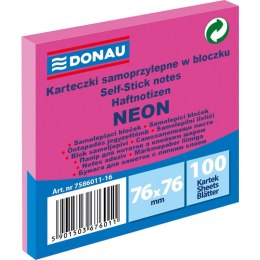 Karteczki Donau 76x76mm neon różowe (100)
