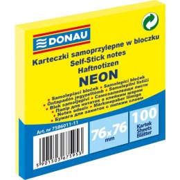 Karteczki Donau 76x76mm neon żółte (100)