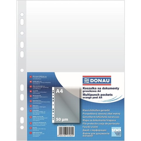 Koszulki Donau A4/50µm groszkowe (100) Koszulki Donau A4/50µm groszkowe (100)
