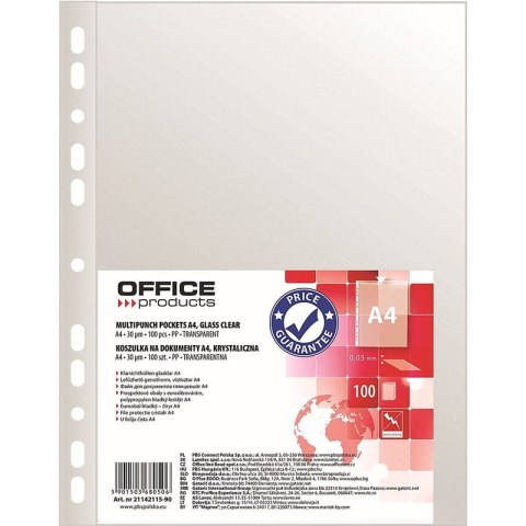 Koszulki Office Products A4/30µm krystaliczne (100) Koszulki Office Products A4/30µm krystaliczne (100)