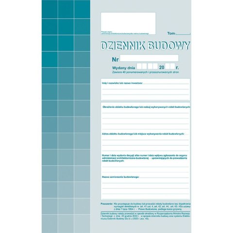 Dziennik budowy A4 (offset)